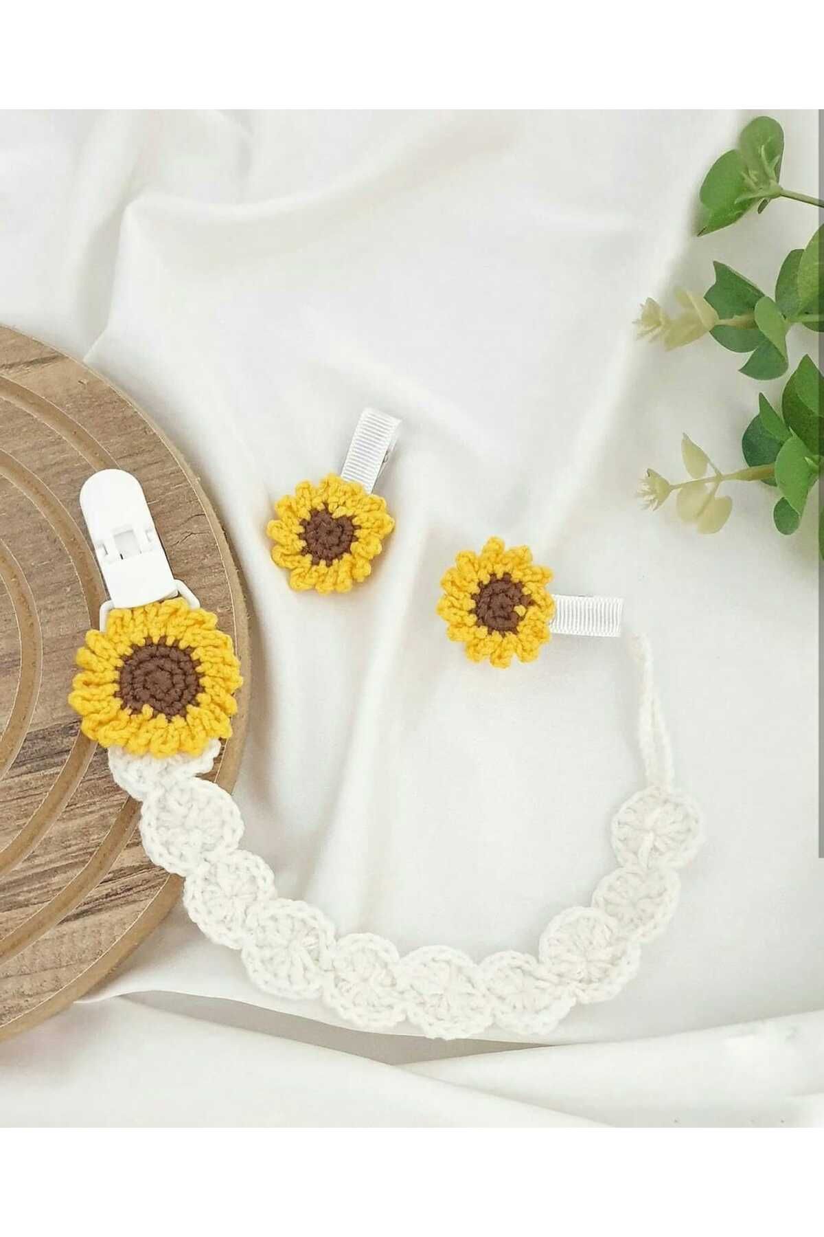 AFRALYAHOME Ayçiçeçeği Emzik Zinciri /askısı Doğal Iplerden Yeni Koleksiyon