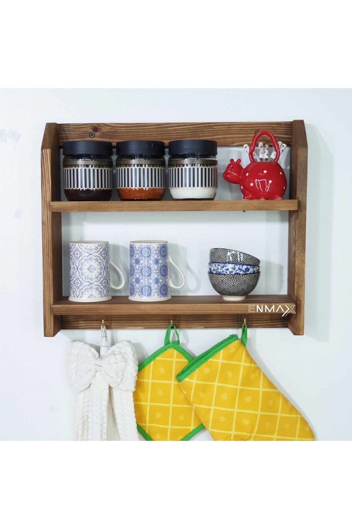 Log shop decorative wood patio shelf bathroom and kitchen organizer spice rack