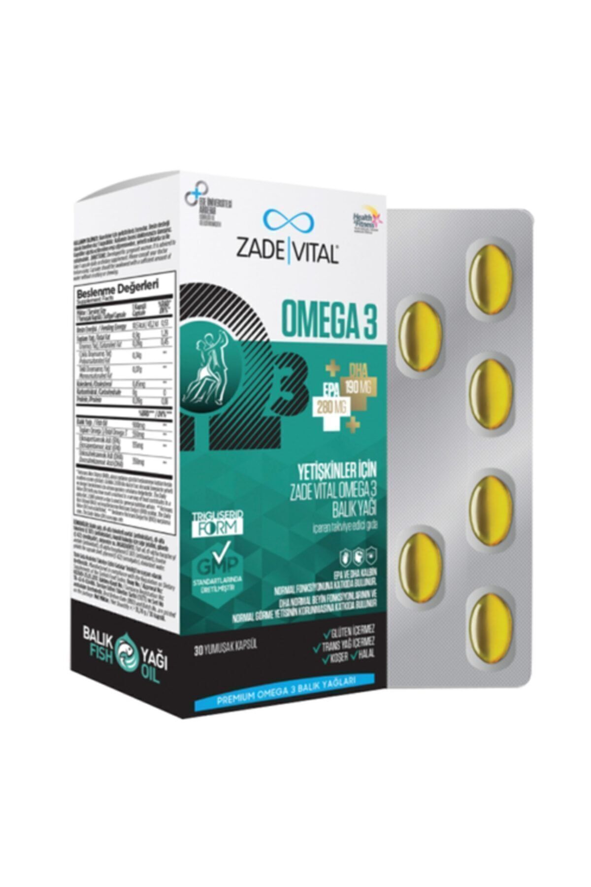 Zade Vital-زيت السمك أوميجا 3 30 كبسولة للبالغين 2