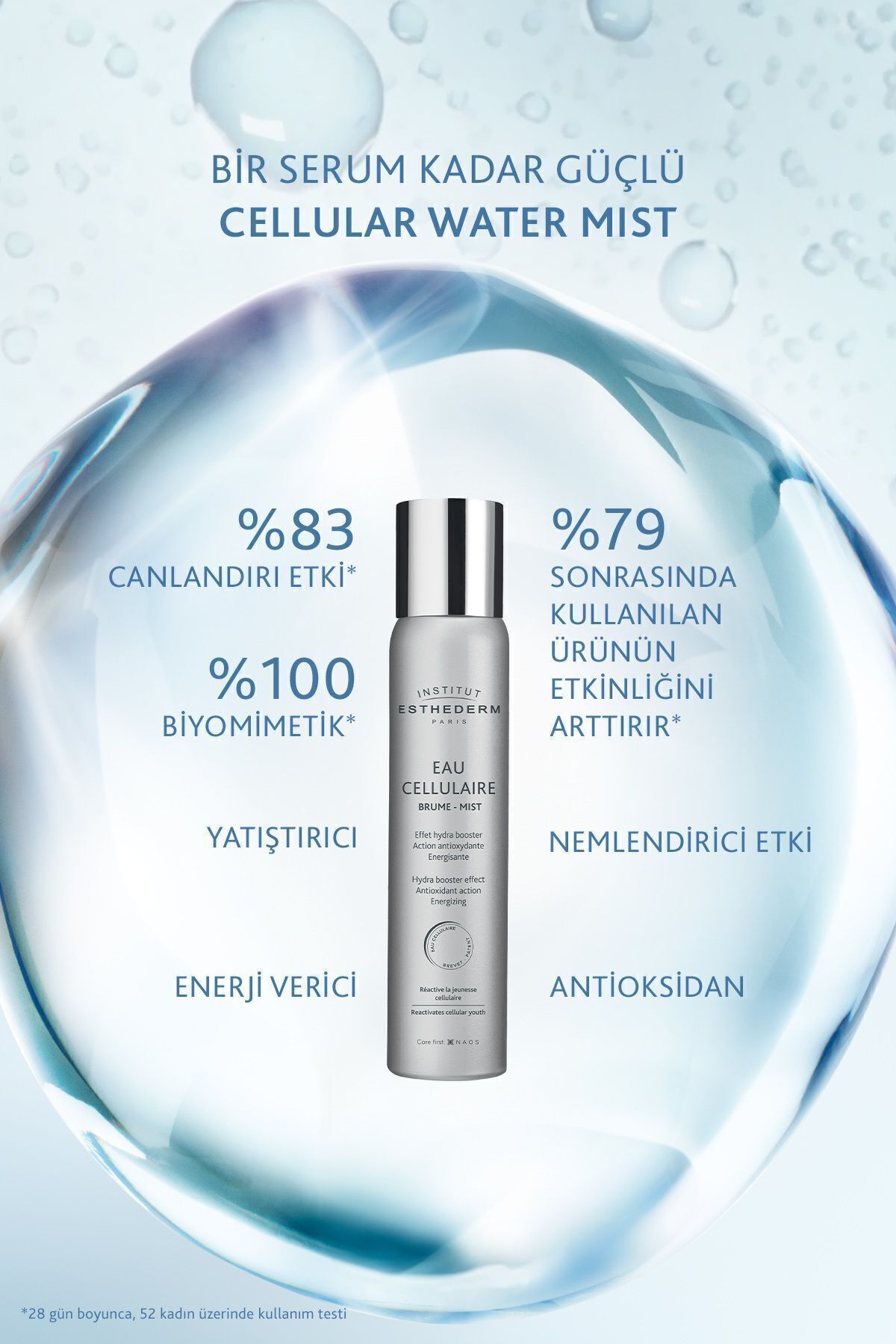 مه مرطوب کننده آنتی اکسیدان سلولی واتر میست حاوی هیالورونیک اسید 100 میلی لیتر INSTITUT ESTHEDERM