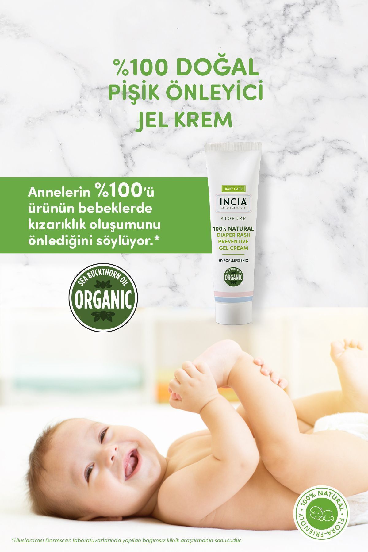 %100 Doğal Pişik Önleyici Jel Krem Organik Yalancı İğde Bakım Kremi Bitkisel 60 ml