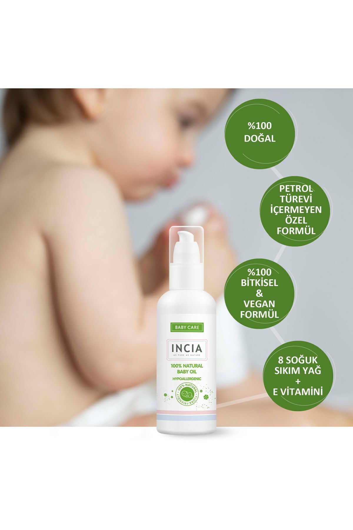 %100 Doğal Bebek Yağı Organik Jojoba Bakım Masaj Yağı Parafinsiz Bitkisel Vegan 110 ml