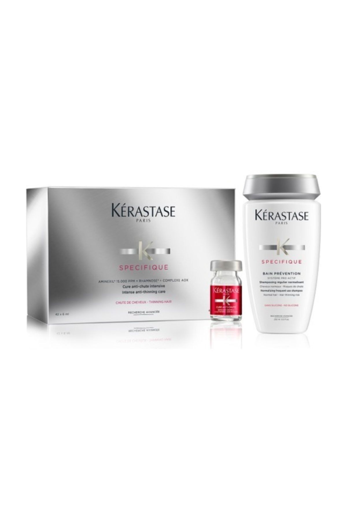 Kerastase ضد ریزش موی شوینده و سرم کراستاس آمینکسیل 15.000 پی پی ام فرس ر اوکس 42x6 میلی لیتر + شامپو پیشگیری 250 میلی لیتر
