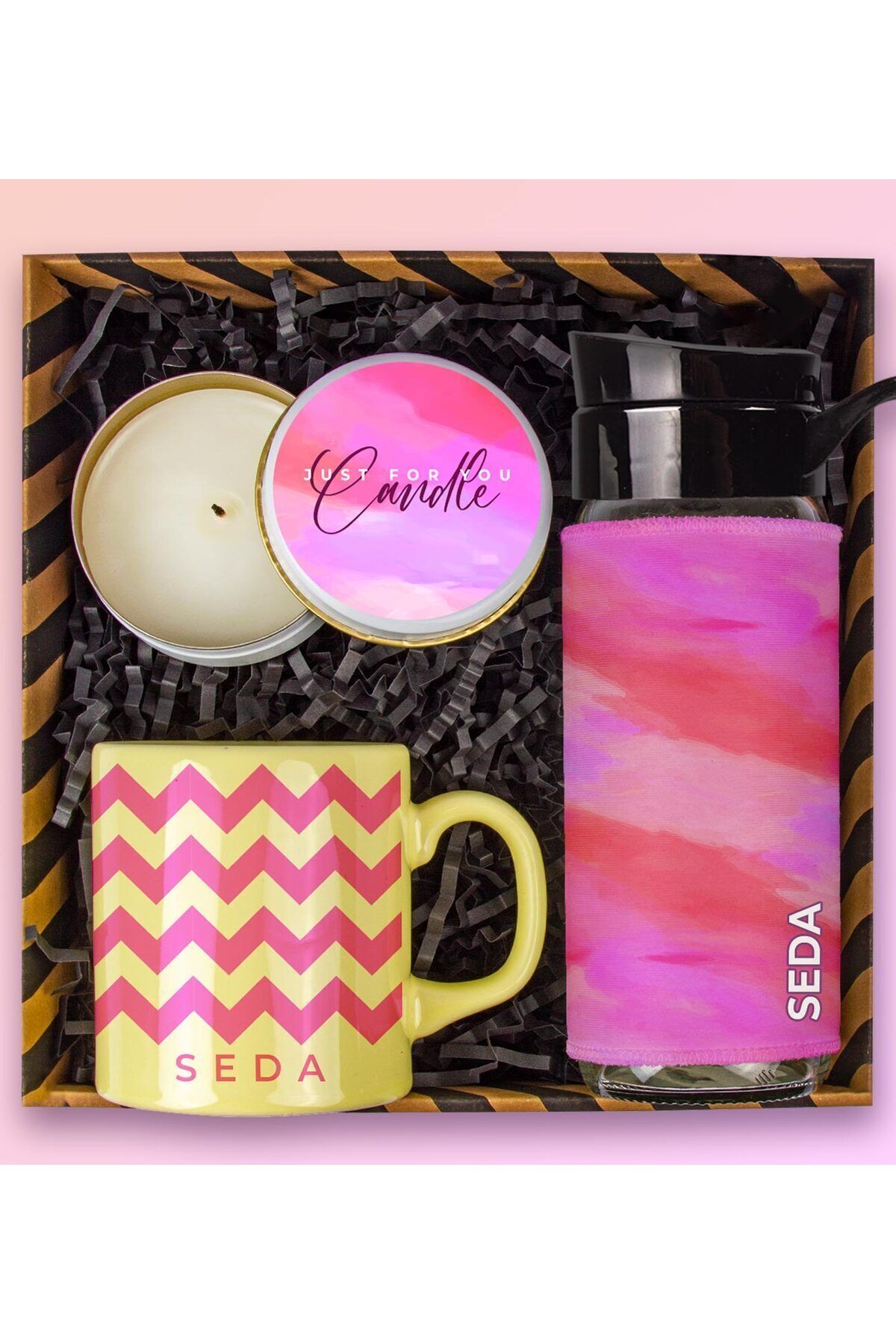 Genel Markalar Kişiye Özel Konsept Renkli Kupa Bardak & Kişiye Özel Matara & Mum Kutusu 110887