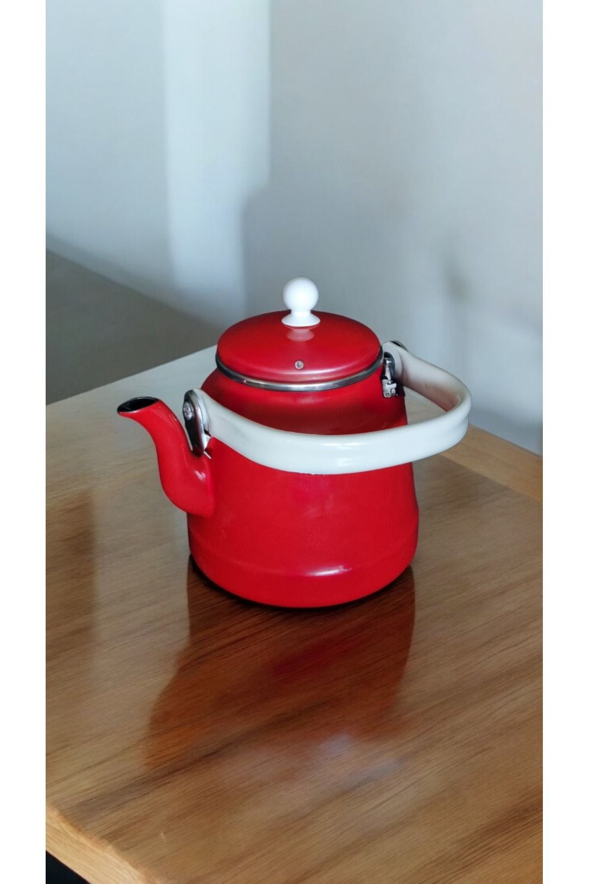 kahve demlik suluk kettle çoban çaydanlık 1.5 litre kırmızı vintage nostalji çinko