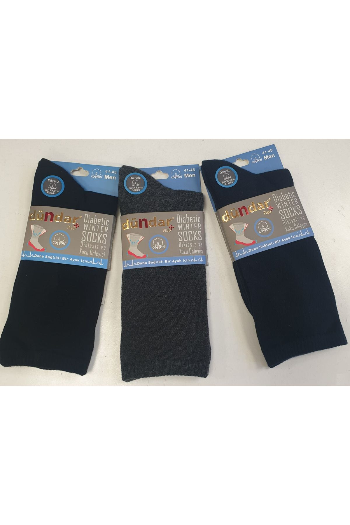 Dündar-Men's Diabetic Cotton Winter Socks - Seamless, Size 41-45, Pack of 24 1