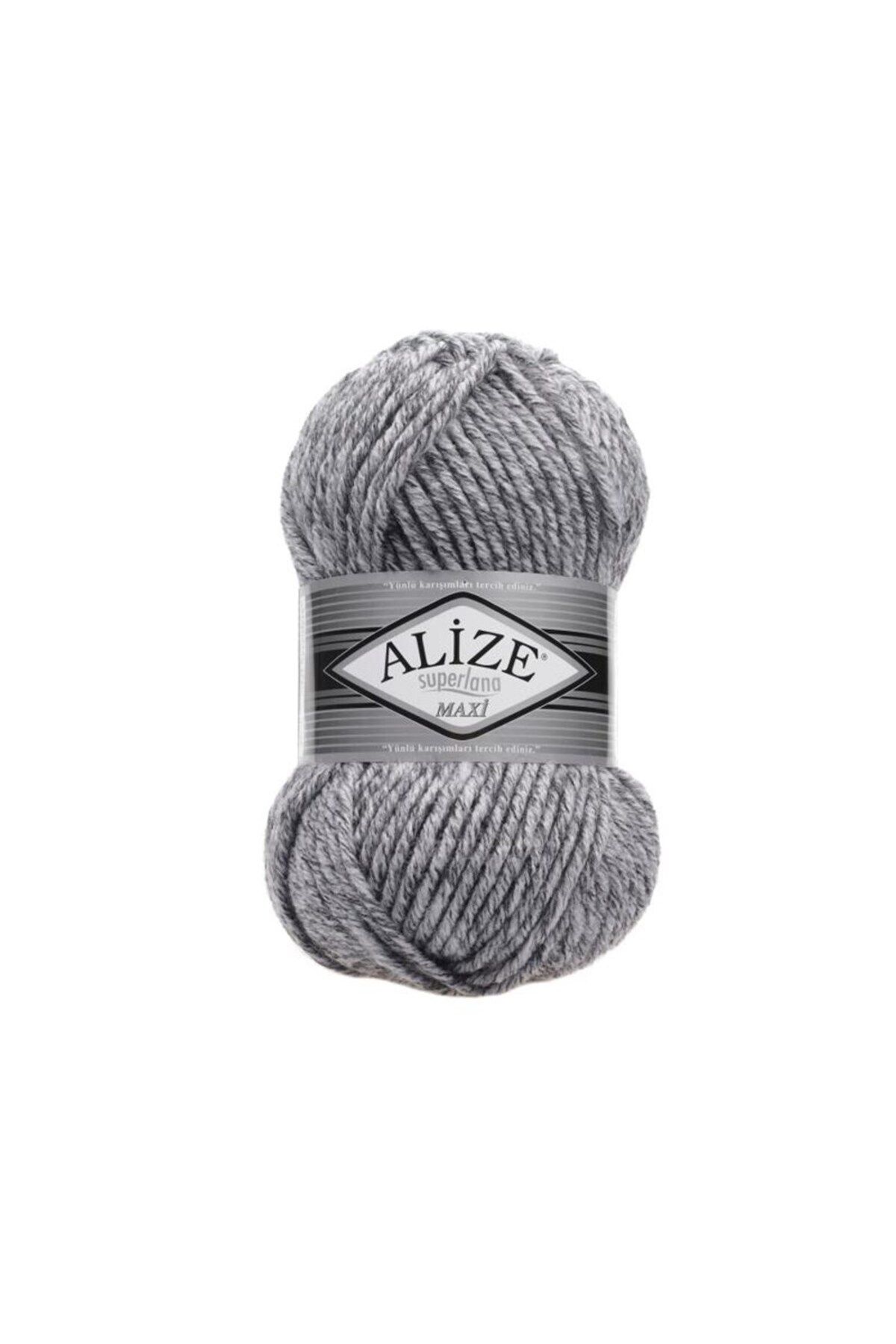 Alize Süperlana Maxi Kalın El Örgü Ipi 801 Jaspe Gri