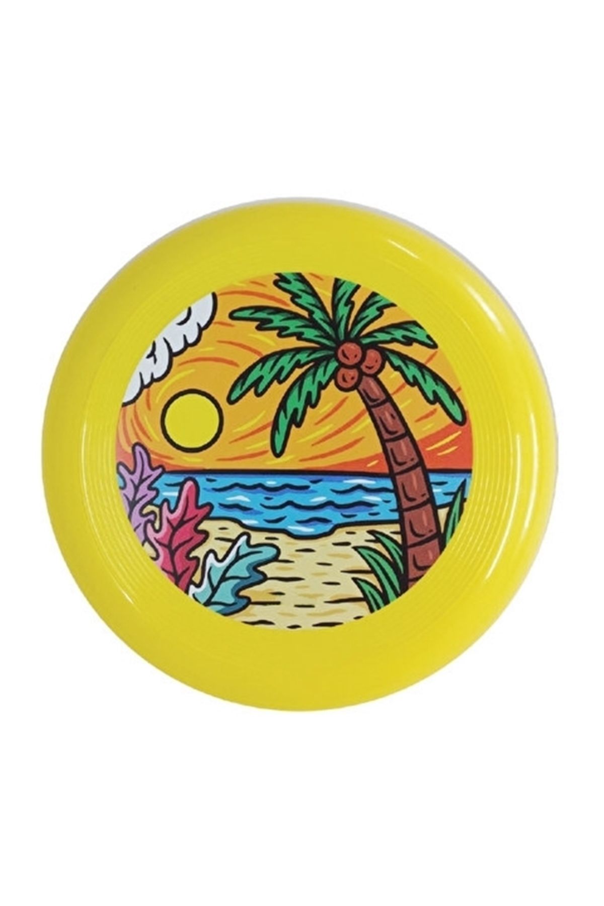 Desenli Frizbi - Palmiye Desenli Frizbi - Frisbee - Atış Oyunu - Atış Eğlence Oyunu - Fırlatma Oyunu 3