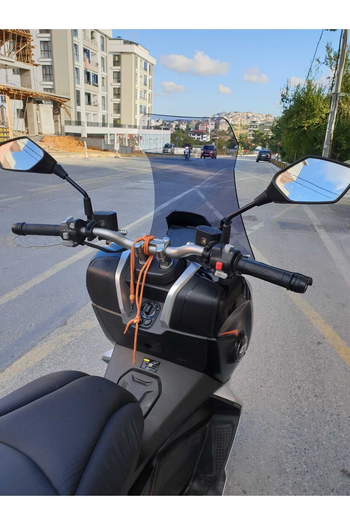 QJ ATR 125 Siperlik Ön Cam 2023-2025 Model 65cm Füme Renkli 4mm ORTA BOYLU CAM