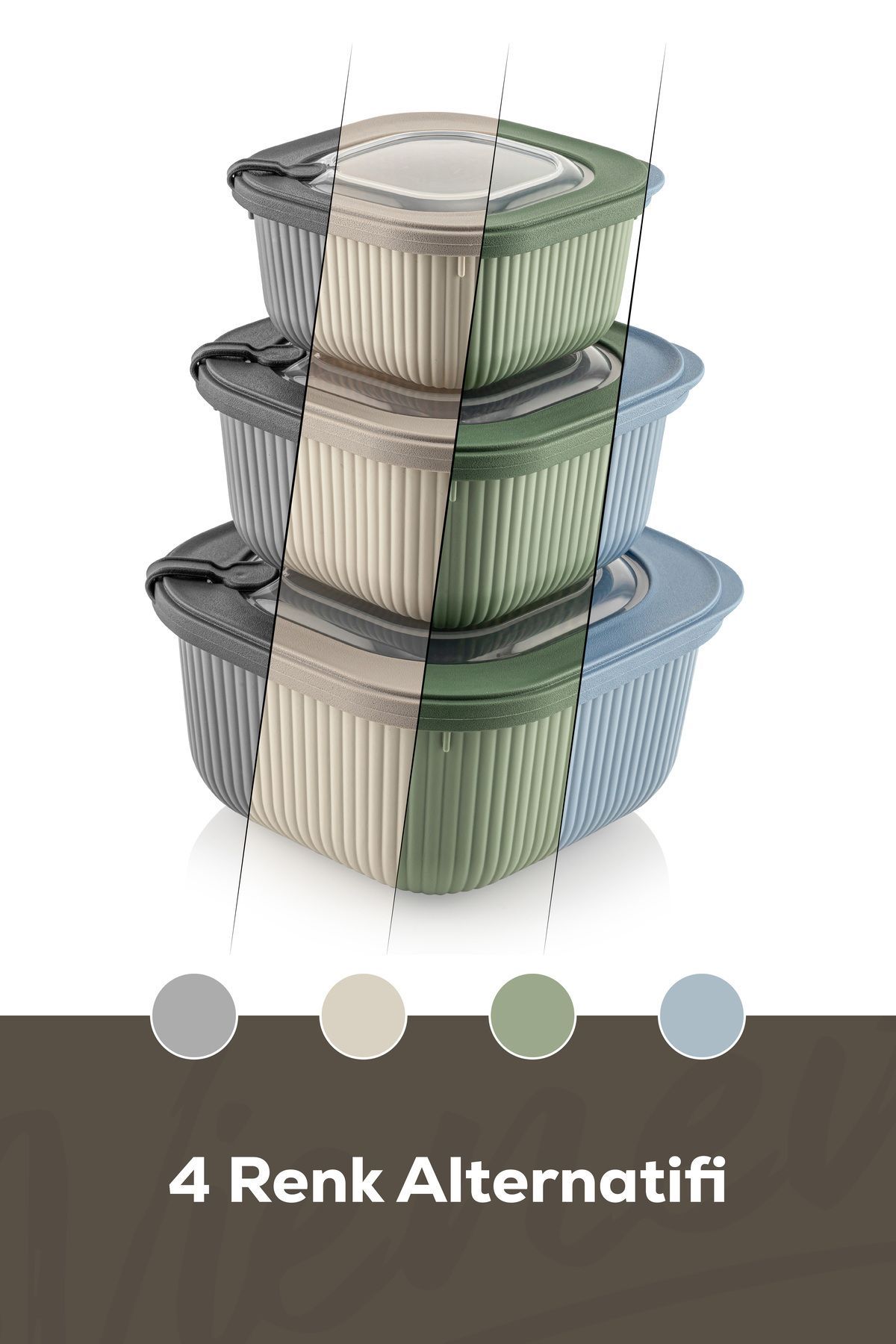 Vienev-Set of 3 Beige Vip Lid Special Storage Set Suitable for Microwave and Freeze 6
