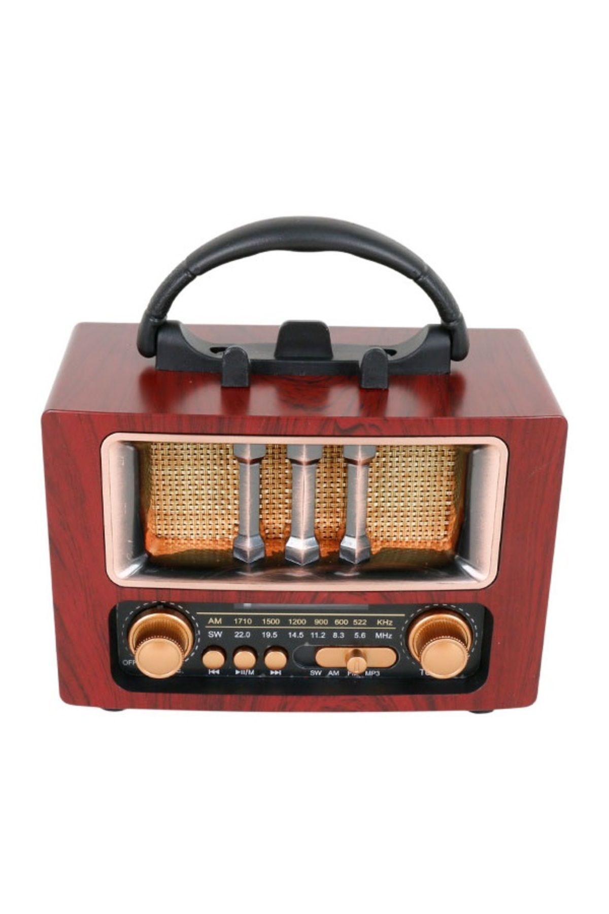 Nostaljik Radyo Şarjlı Bluetooth Hoparlör Taşınabilir Sd Kart Usb Girişli Mini Speaker Kırmızı #3