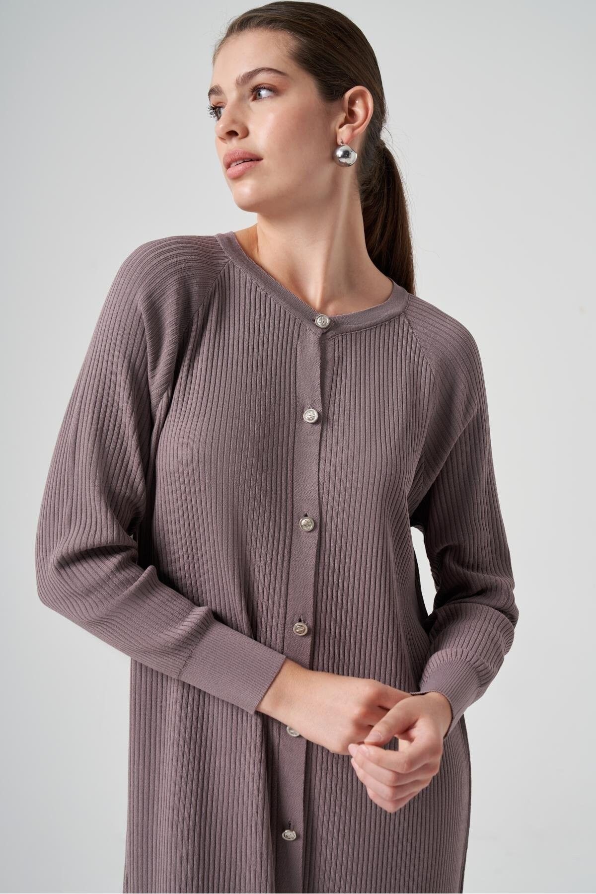 Nuss-Long Corded Mercerized Cardigan - Basic Model 5