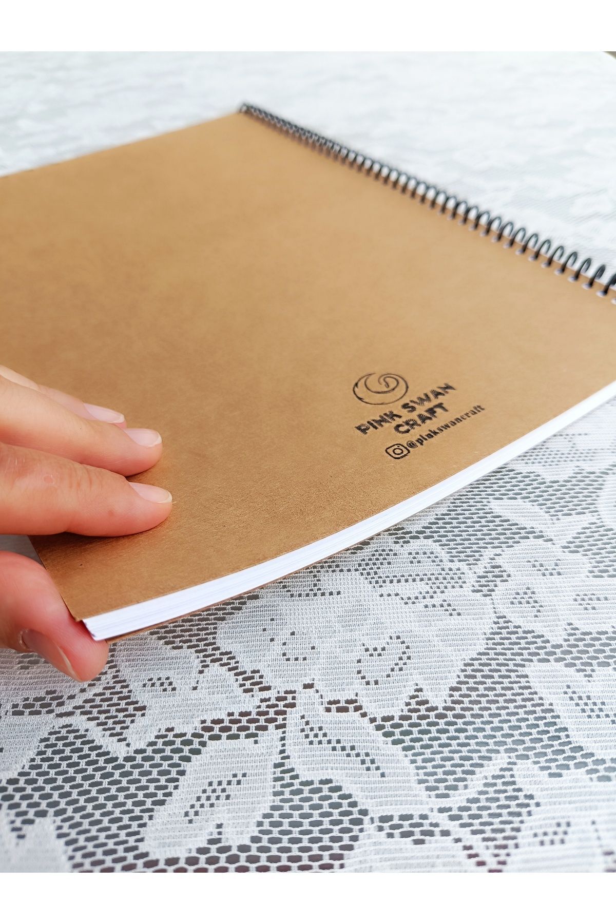 Pink Swan Craft-A4 Thick Kraft Cover Notebook – White Inside, 30 Sheets 60 Pages, Scrapbook, Bullet Journal, Sketchbook 5