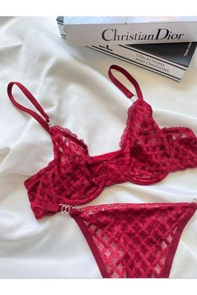 ARONA Kırmızı Balenli ,Dantelli Bralet Takım Alt kısmı demirlidir. 2'li (Süty...