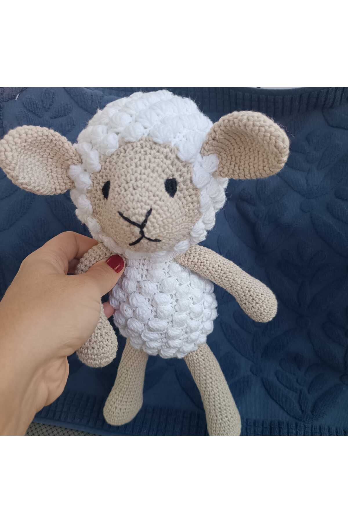 Peluş Kuzu Amigurumi 30 cm Organik İplik Sağlıklı Uyku Arkadaşı Hediye Oyuncak
