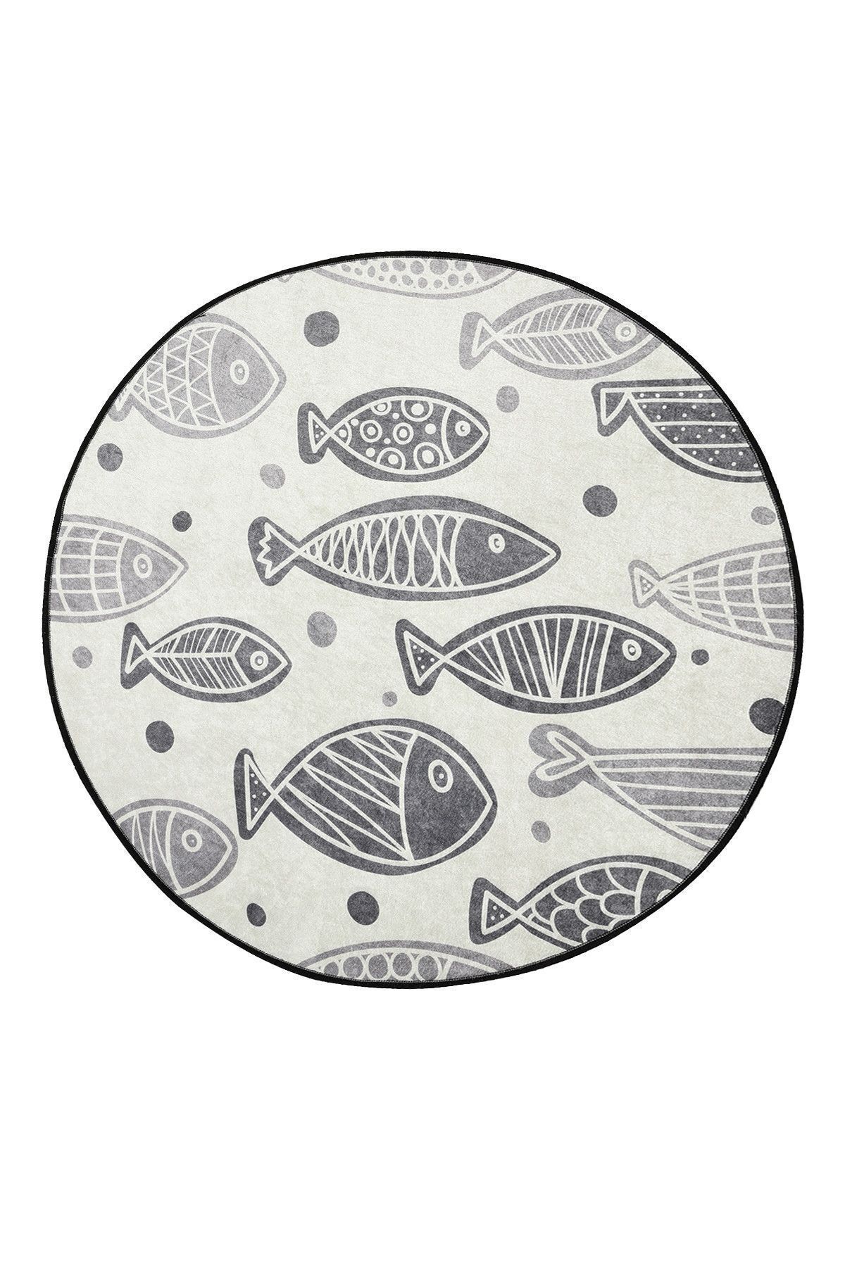 Chilai Home-Χαλί μπάνιου 100 cm Fish White Djt - Πλένεται και αντιολισθητική βάση 1