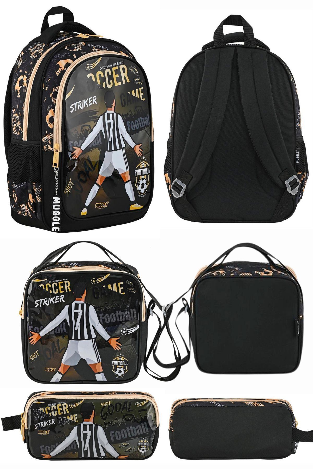 MUGGLE Geantă Pentru Școala Primară - Colecția De Jocuri De Fotbal, Nutriție Și Geantă De Creion 9140set Femeie - One Size