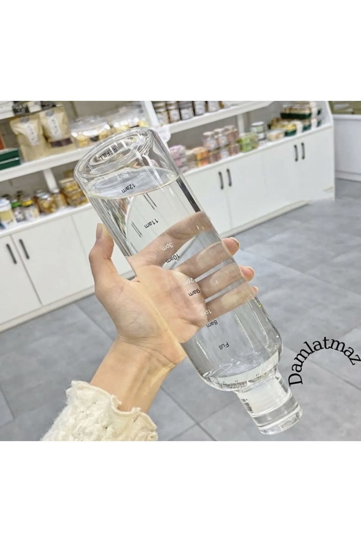 M Mimoza Park-Healthy Glass Water Bottle 500ml Motivational Leak Proof Water Bottle Borosilicate Glass 3