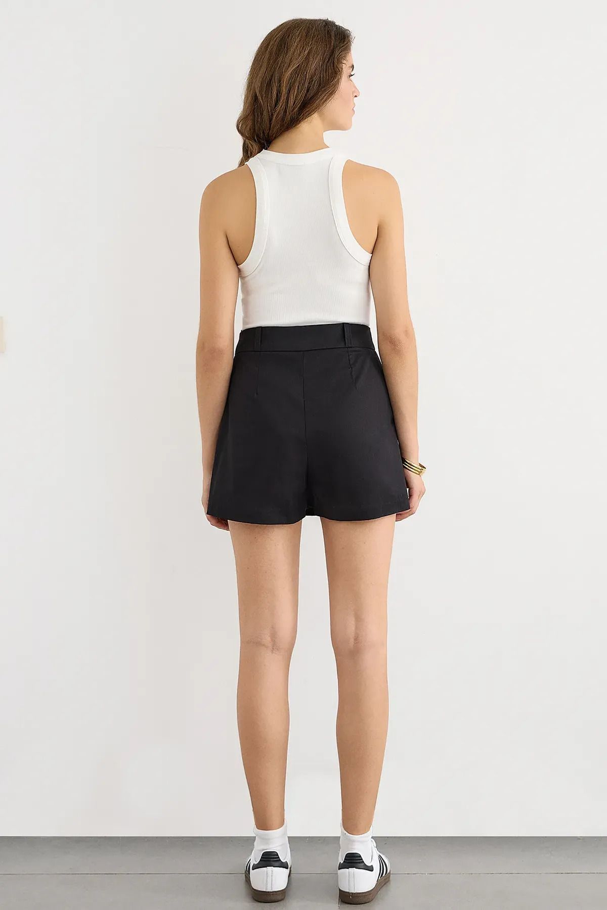 Hiccup-Normal Waist Cotton Shorts-Skirt with Pocket Detail 4