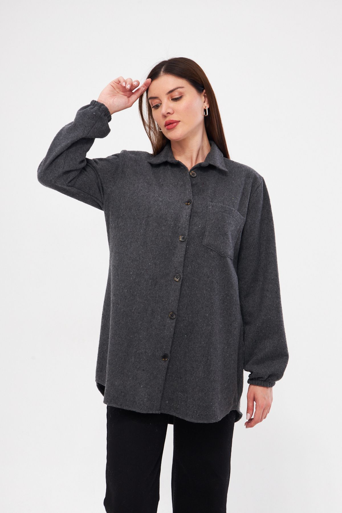 chemise de bûcheron à une poche pour femmes avec manches élastiques nouvelle saison