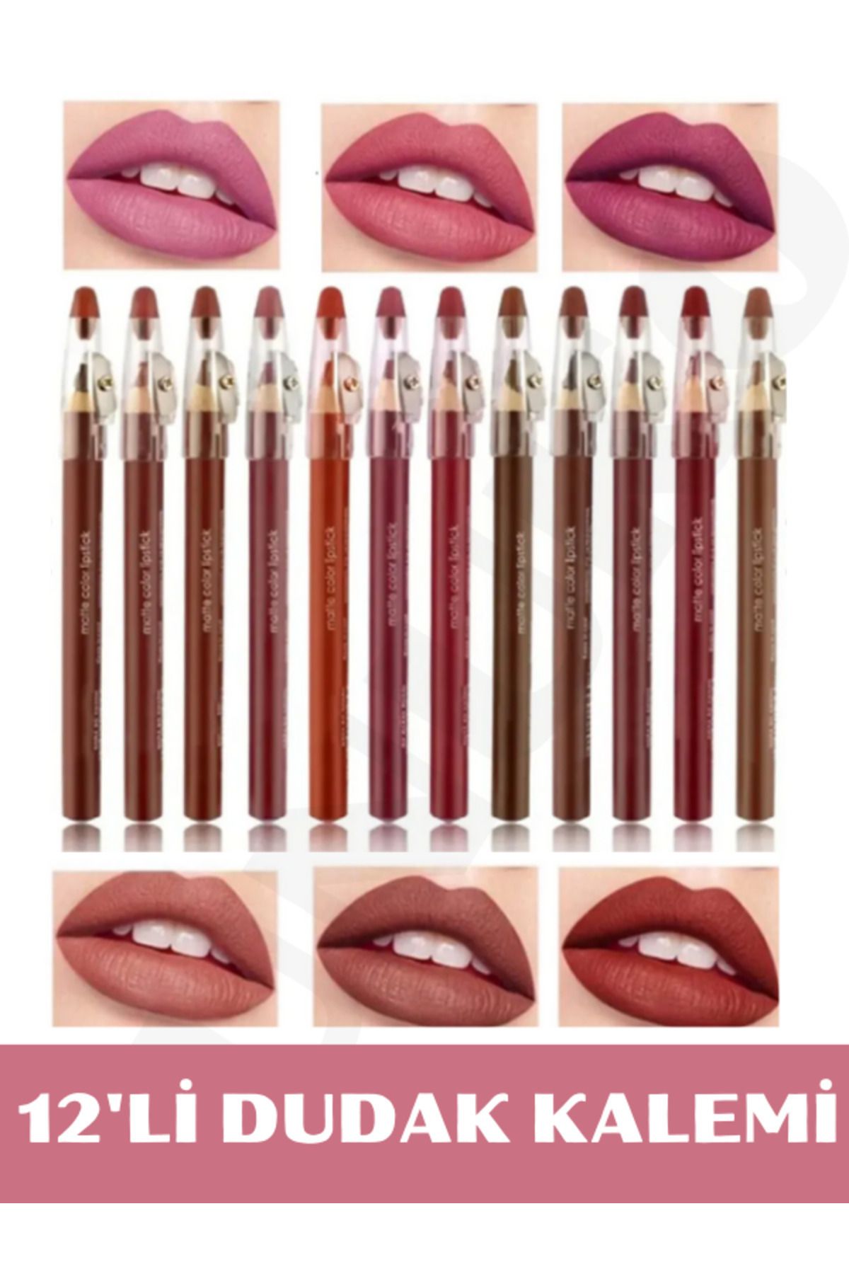 NUNUKO Dudak Kalemi Matte Color Lipstick Jumbo Kalın Kalem Ruj Waterproof 12li Set