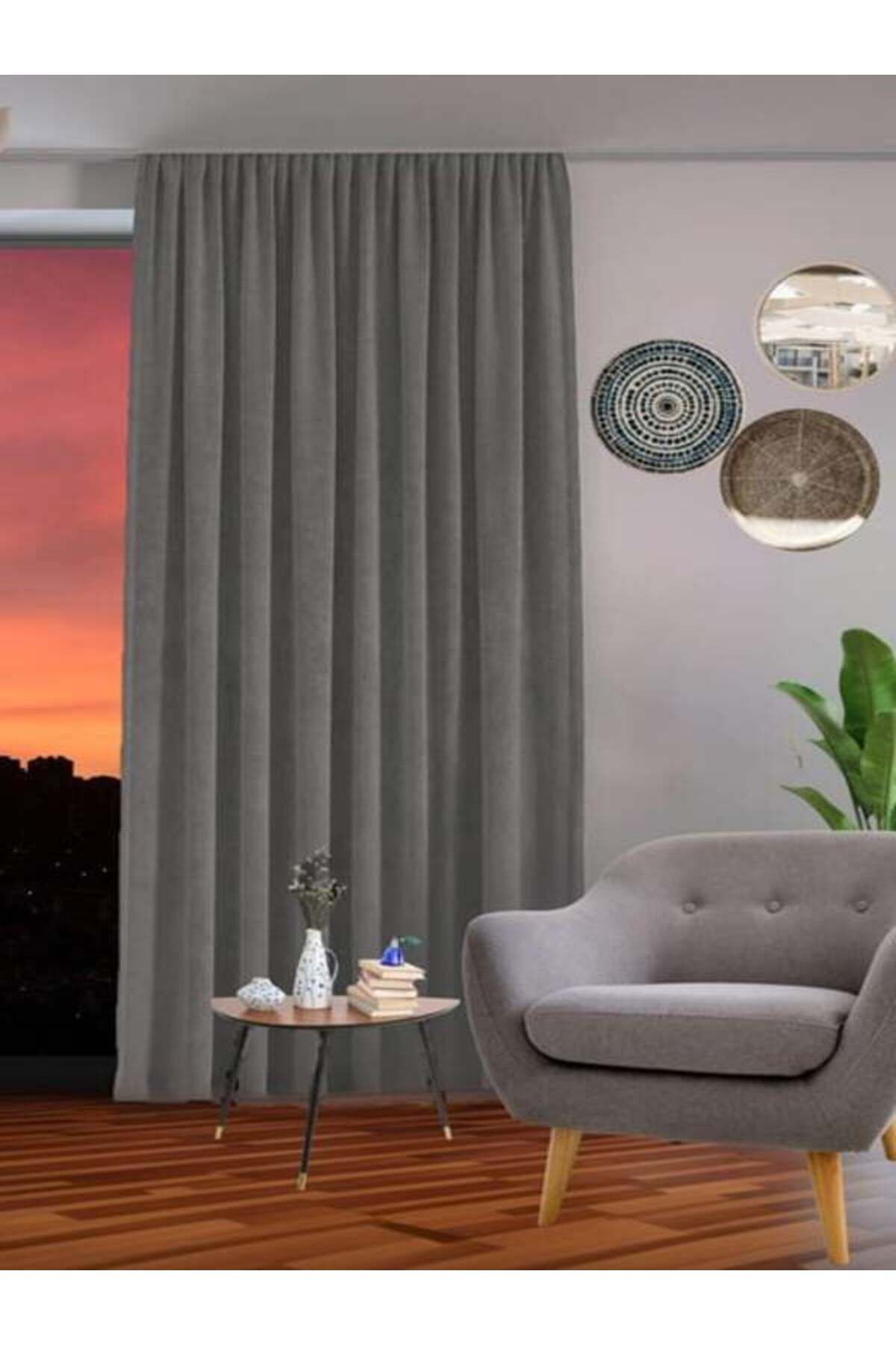 GOCCIA HOME PİLELİ Çift Taraflı Blackout Tek Kanat Fon Perde Gri