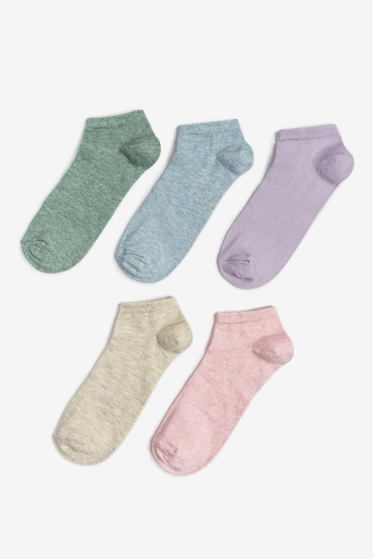 5-Pack Soft Colorful Summer Plain Women Booties Socks