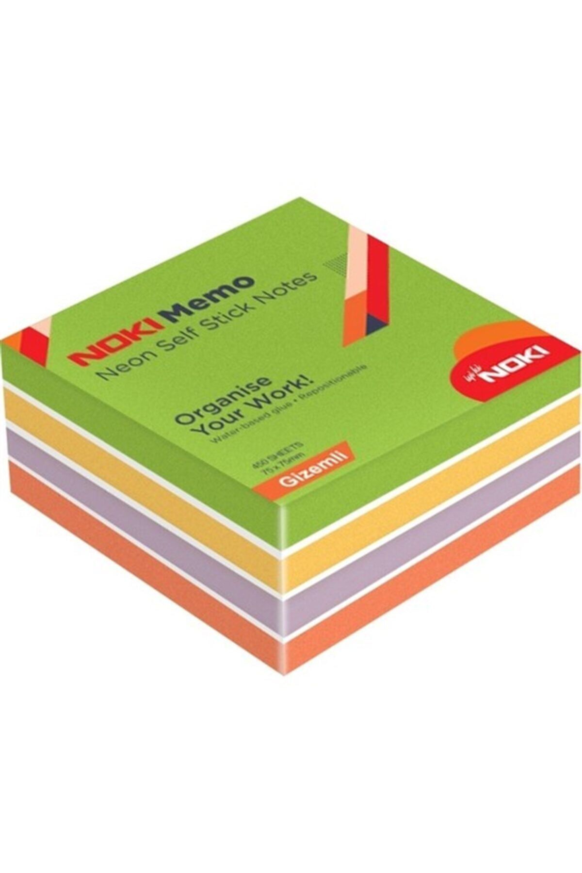 Noki-Memo 75*75 Neon Adhesive Cube Block 450 Sheets Mysterious 1
