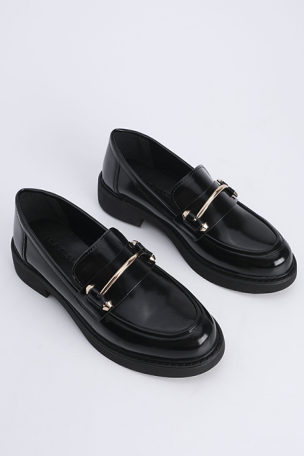 Kadın Loafer Makosen Casual Tokalı Günlük Ayakkabı Forye Siyah Açma