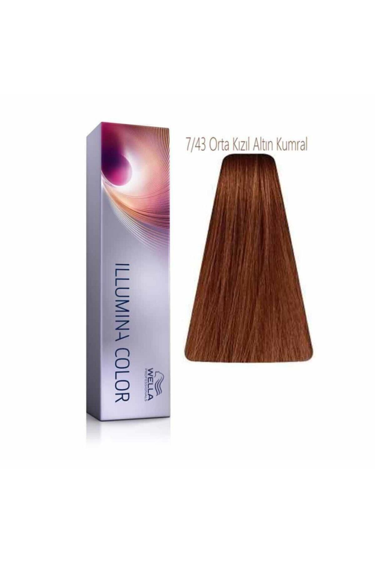 رنگ موی سبزه ای طلایی قرمز متوسط ​​7/43 ایلومینا 60 میلی لیتر Wella