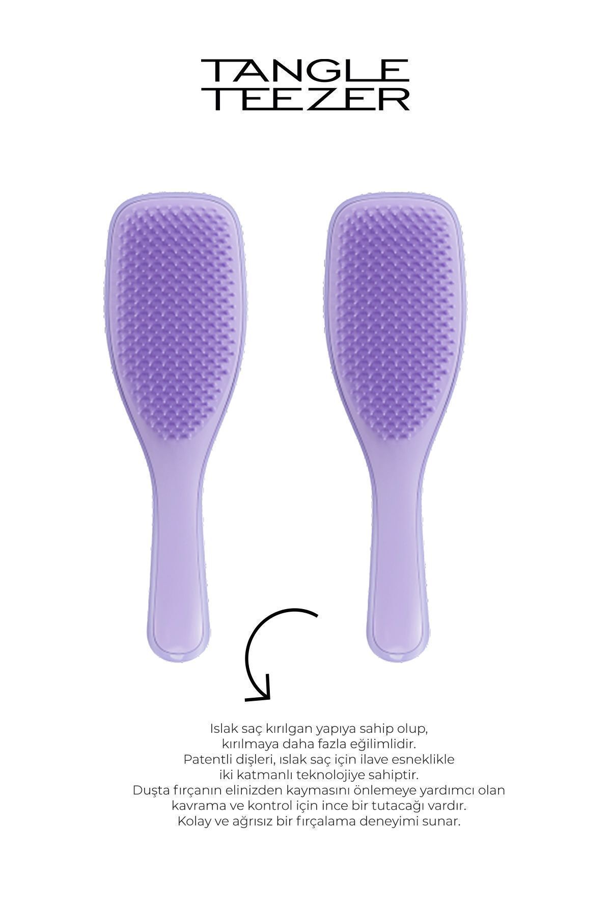 برس موی ارغوانی ارغوانی معمولی طبیعی فرفری 2 عدد Tangle Teezer