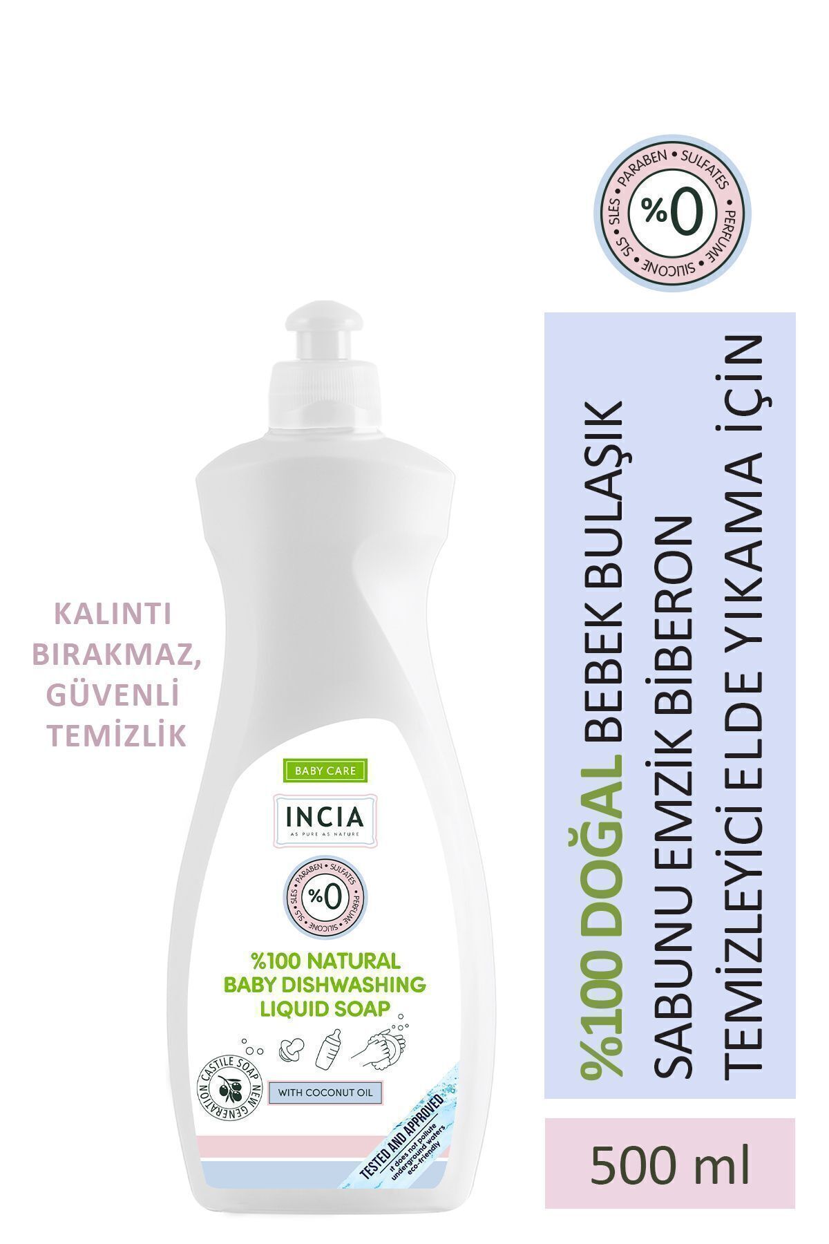 %100 Doğal Bebek Bulaşık Sabunu Bitkisel Emzik Biberon Temizleyici Vegan 500 ml