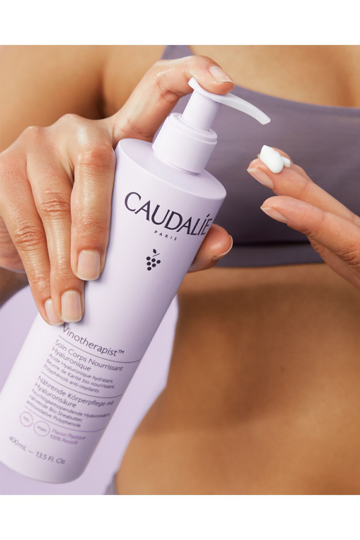 Caudalie لوسیون بدن هیالورونیک مغذی Vinotherapist رطوبت رسانی فوری پوست 400 میل