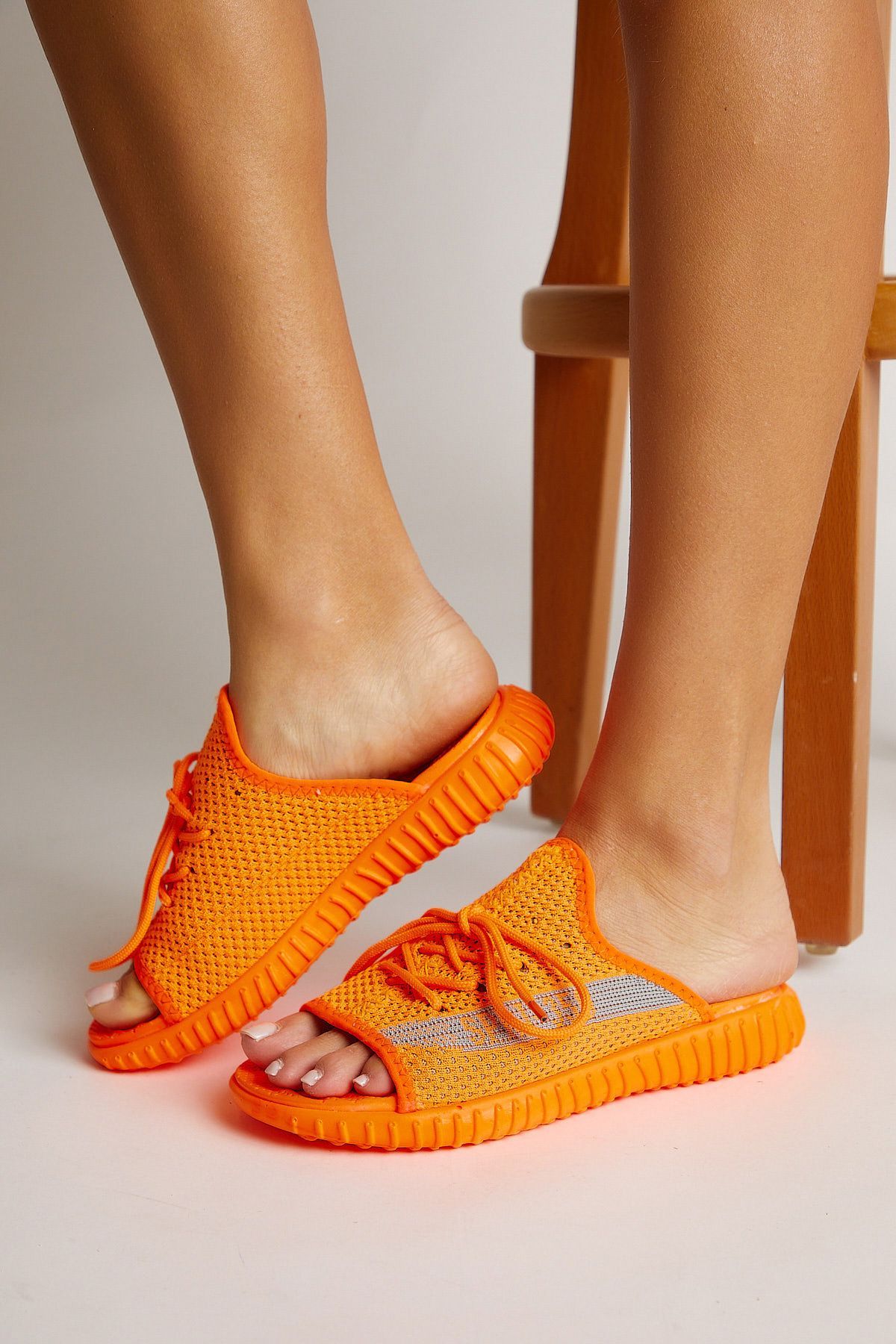 Tonny Black-Unisex Orange Knitwear Special Production Slippers Tbtr 3