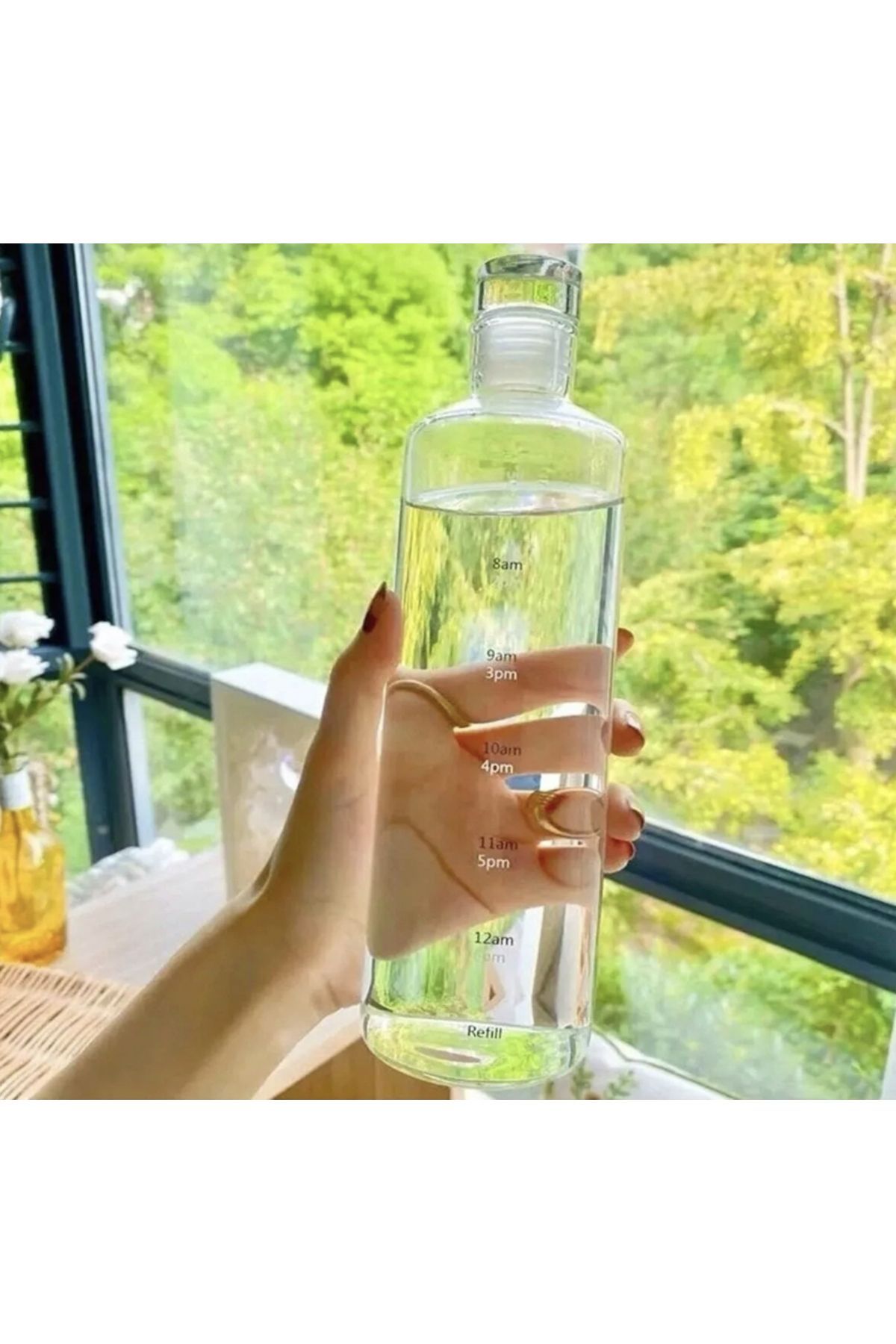 M Mimoza Park-Healthy Glass Water Bottle 500ml Motivational Leak Proof Water Bottle Borosilicate Glass 2