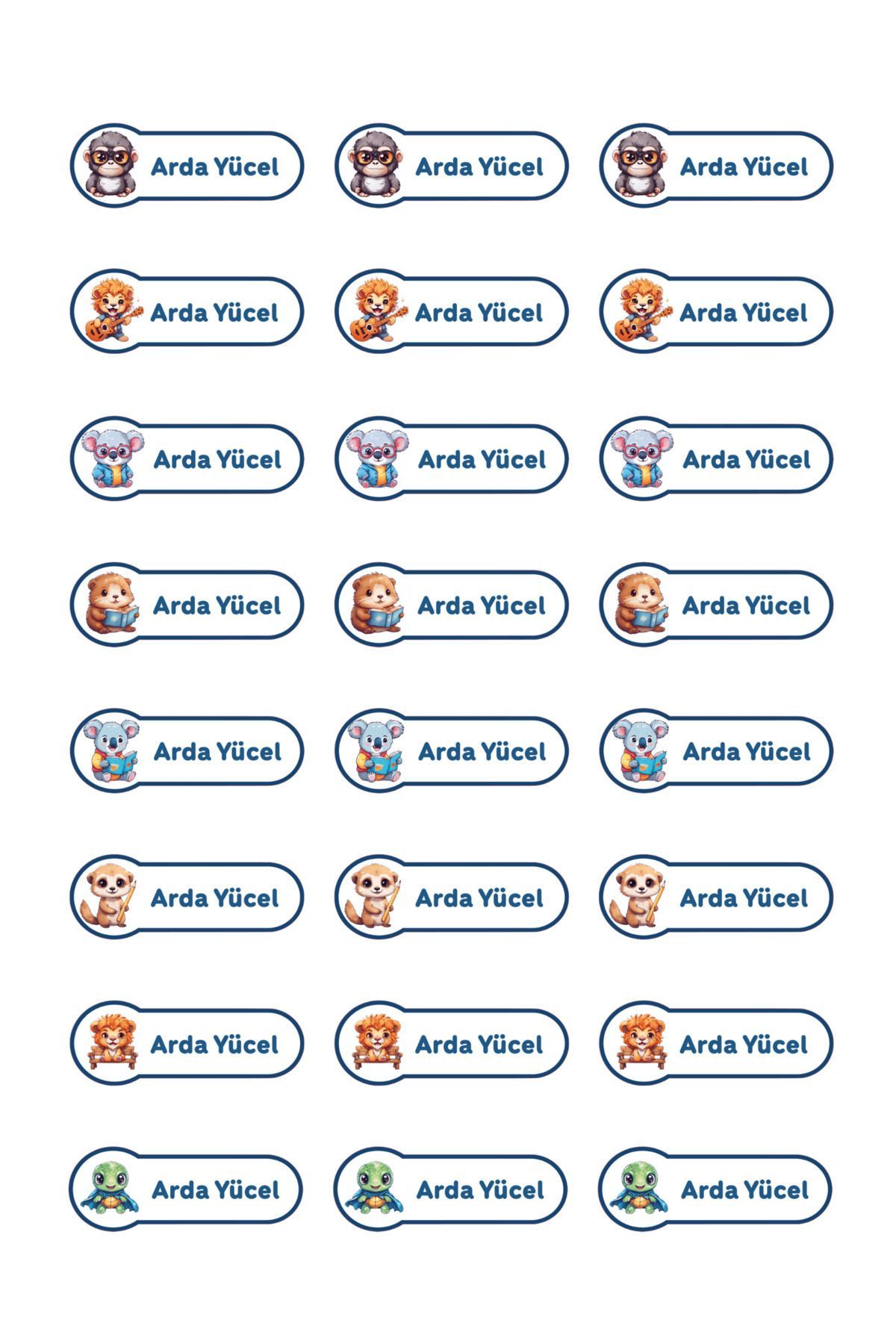 Jimone Papers-240 Pieces of Cute Animals Label - Name Writable School Label for Pen and Notebook 2