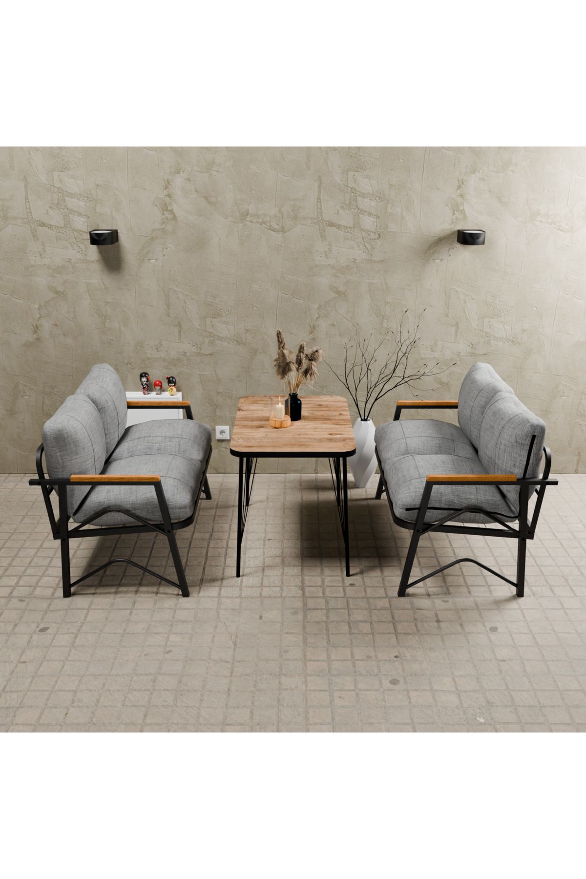 Symmetry Model, Balcony, Kitchen, Garden,Cafe,metal Sofa Set,Garden Set,Tea Set, 2+2 SETS+TABLE