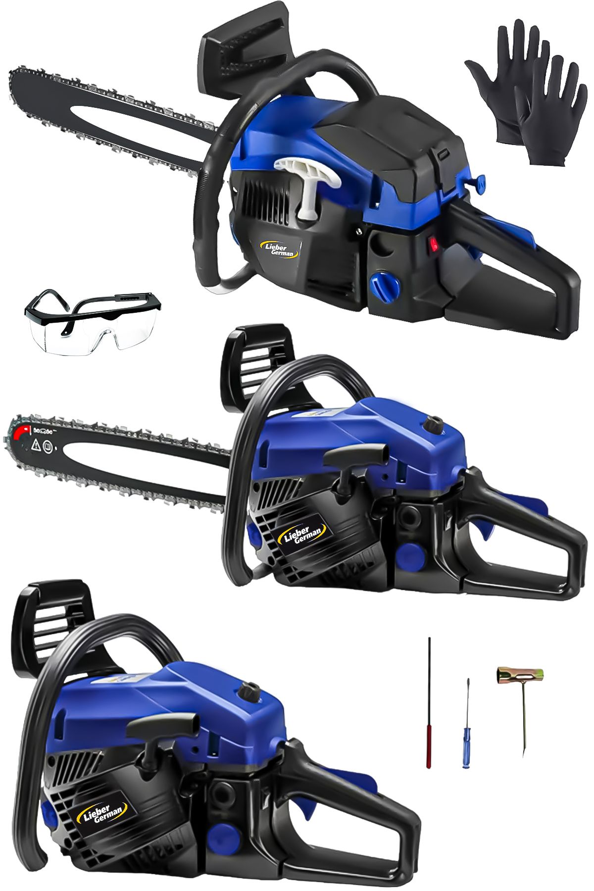Lieber German Benzinli Testere 2.4 Hp Çift Egzozlu 58 Cc Ağaç Odun