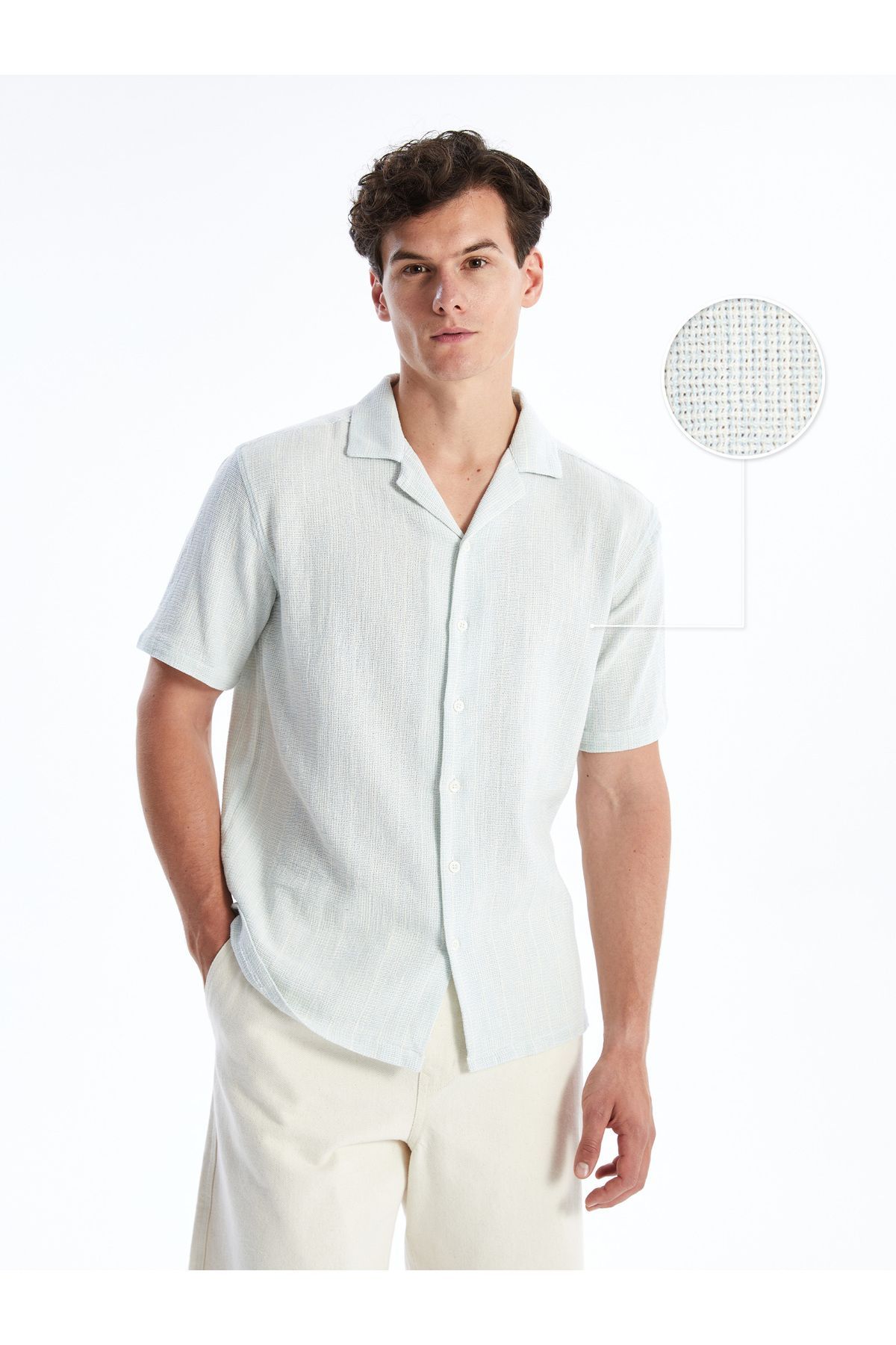 LC Waikiki Koszula Męska Gabardine - Regular Fit, Krótki Rękaw Mężczyzna - S