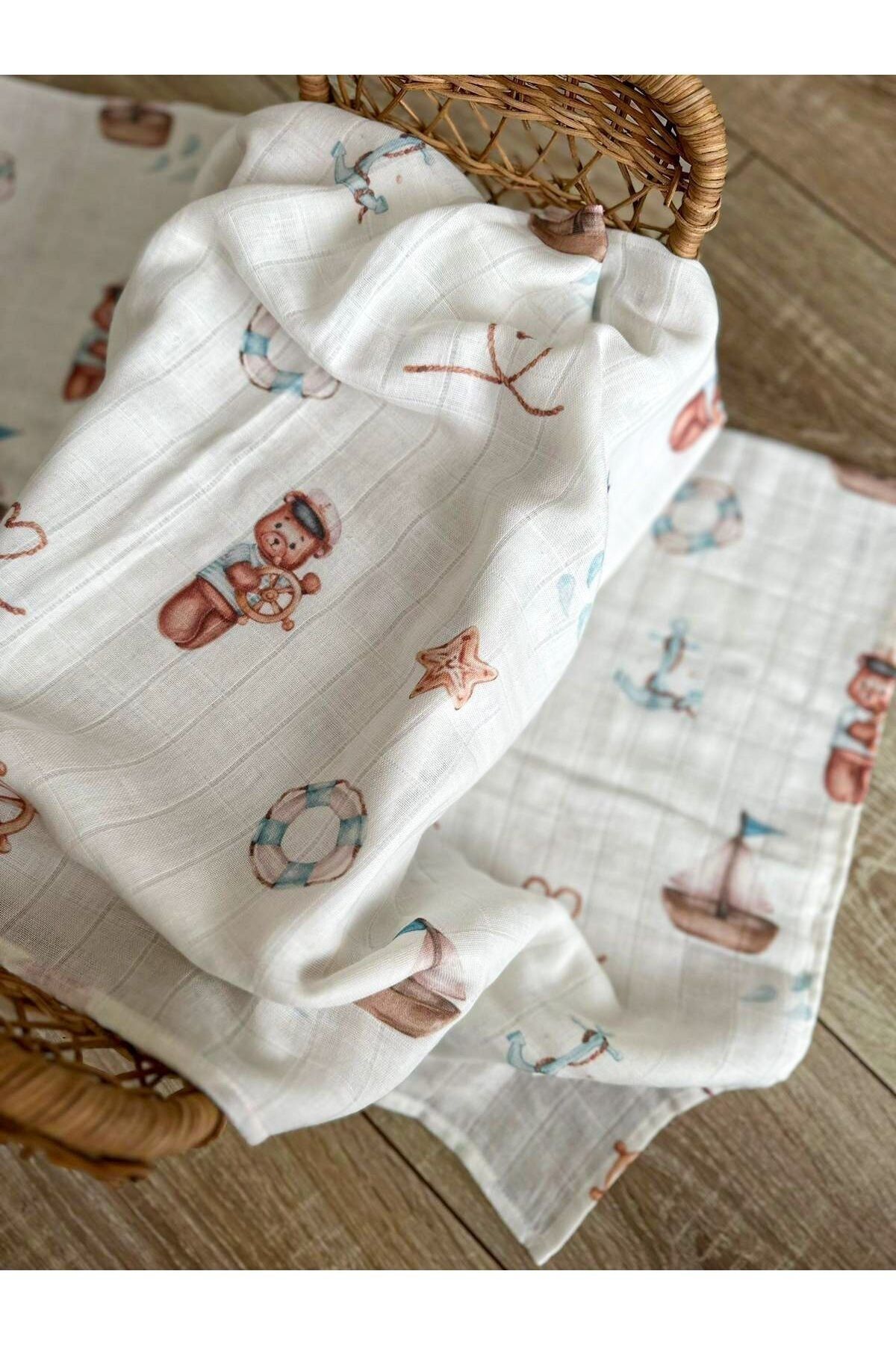 Genel Markalar Müslin Örtü Çift Katlı %100 Organik Pamuk Müslin Bebek Bakım Örtüsü Ve Kese 100*100 Cm Müslin Bez