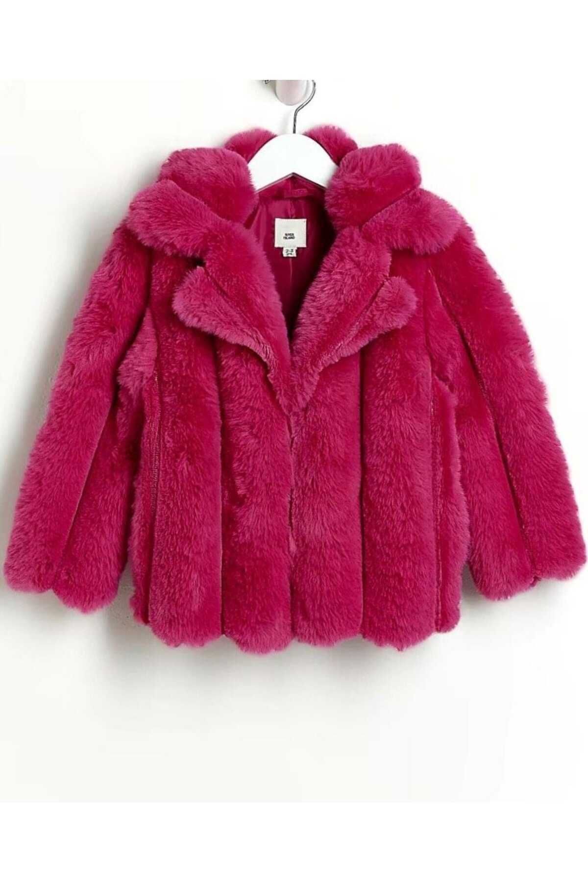 Next Baby River Island Mini Girl Pink Corded Faux Fur Coat Trendyol