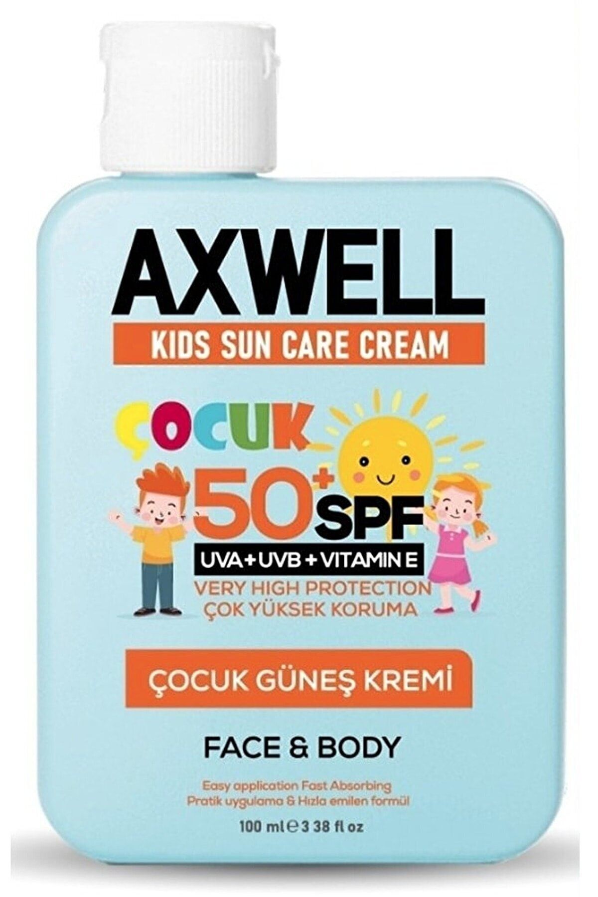 AXWELL Kids Sun Cream Çocuk Güneş Kremi Çok Yüksek Koruma + Vitamin E Spf 50+ 100ml