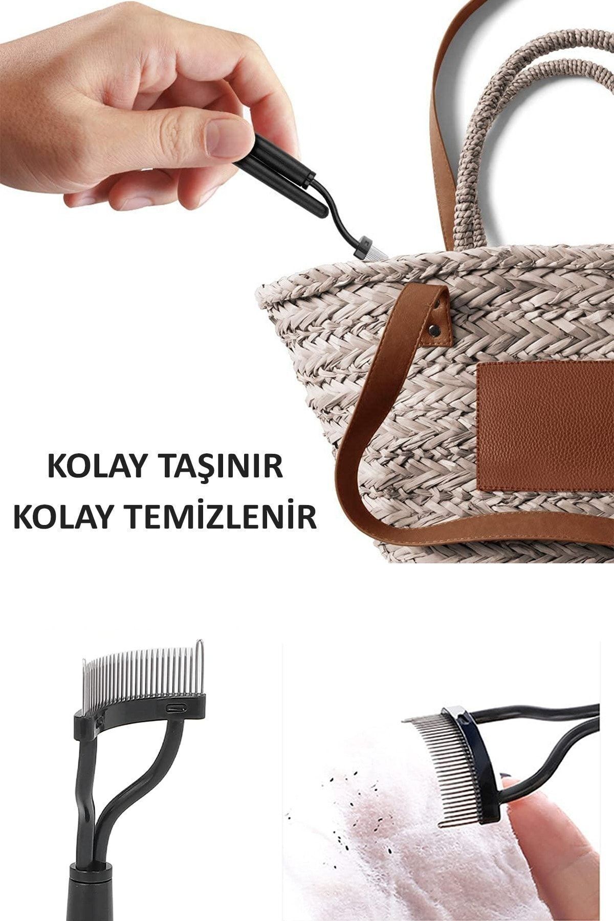 Kirpik Kıvırma Aleti Kirpik Ayırıcı Tarak Çanta Boy Kirpik Düzenleyici Alet Aparatı — مشکی KİRPİK*KIVIRICI — تصویر 5 از 8