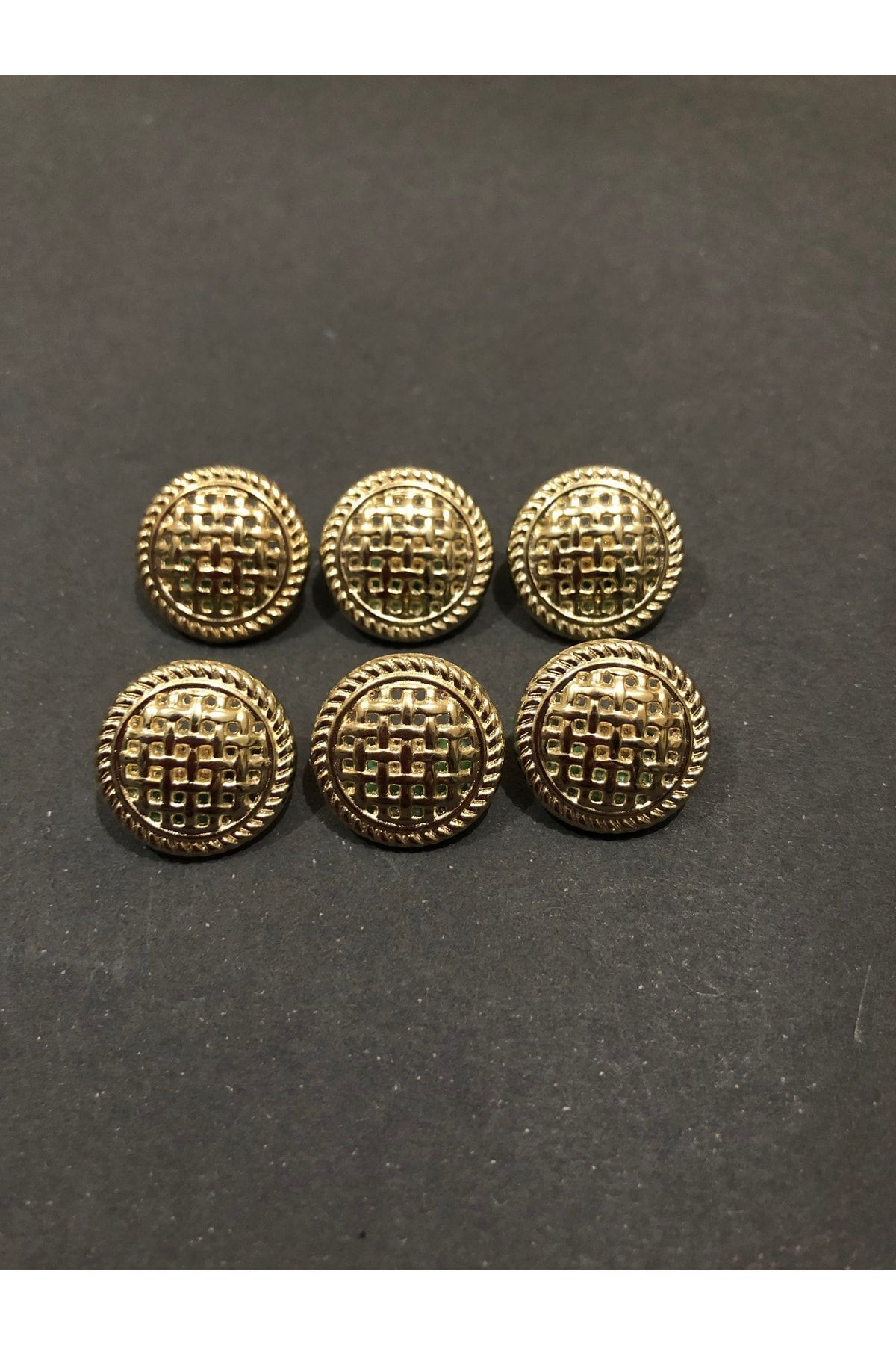 aensia-Gold Gold Mesh Model Button Small Size Button 24 Size Metal Button - Pack of 6 Buttons 1