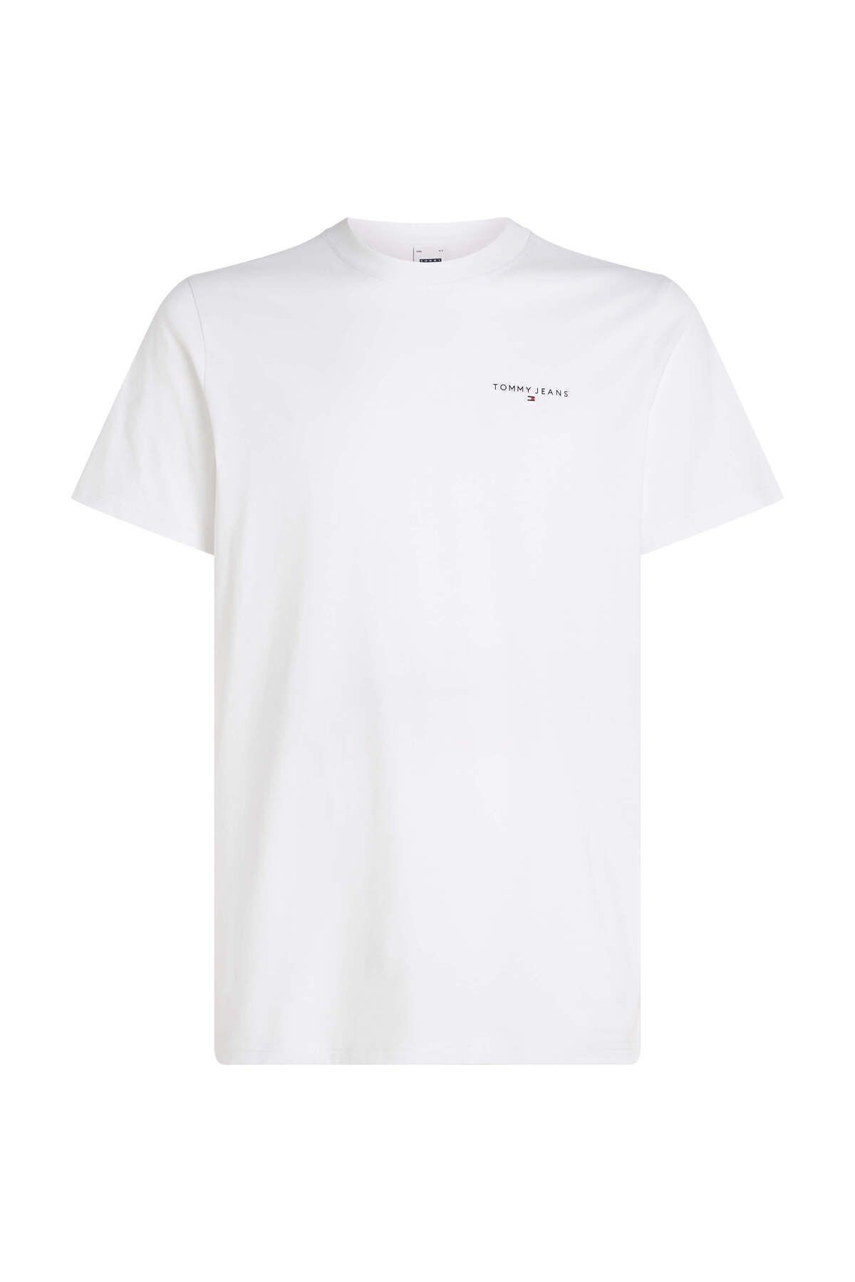 تی شرت سفید مردانه TJM باریک خطی قفسه سینه Ext Tommy Hilfiger