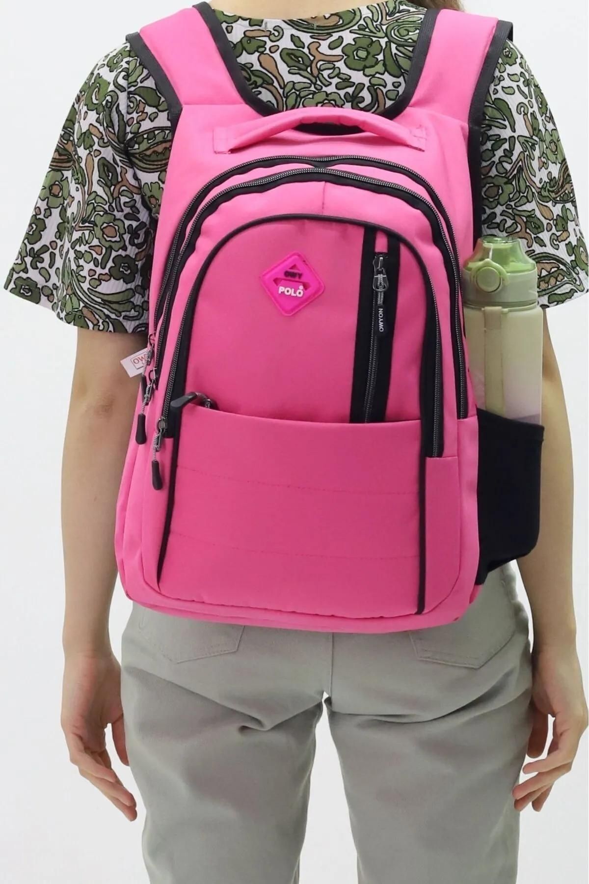 OBAY LİFE Liliacul Roz Model 5 Ochi Albastru Marin Ortopedic Suport Spate Geanta Liceu Unisex - One Size