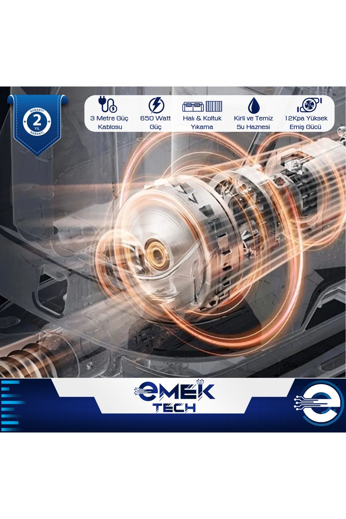 2 Yıl Garantili 650W Profesyonel Halı, Döşeme ve Araç İçi Leke Temizleme Makinesi