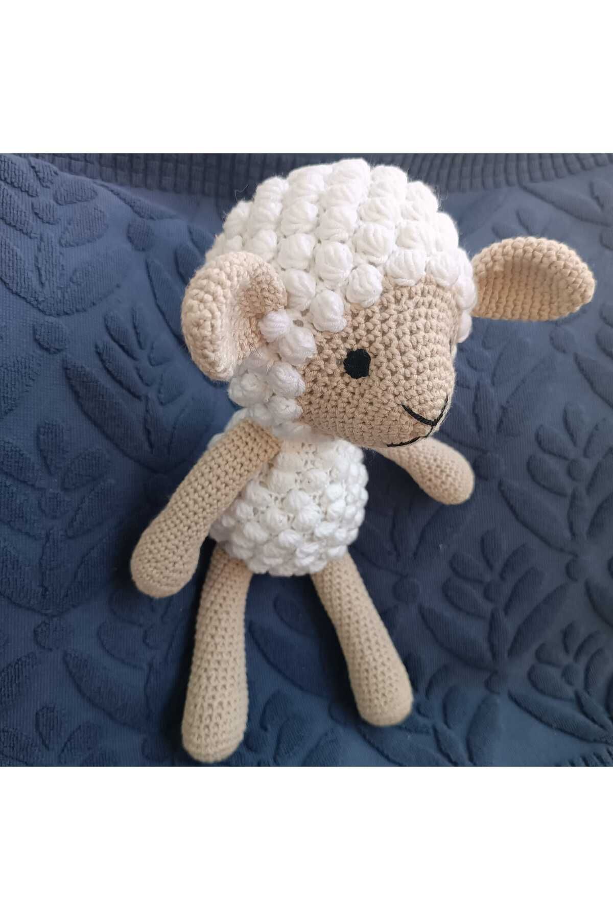 Peluş Kuzu Amigurumi 30 cm Organik İplik Sağlıklı Uyku Arkadaşı Hediye Oyuncak