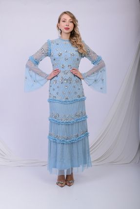 GATSBYLADY LONDON LUNA - EL İŞLEMELİ , TAŞ VE PUL DETAYLI ELBİSE