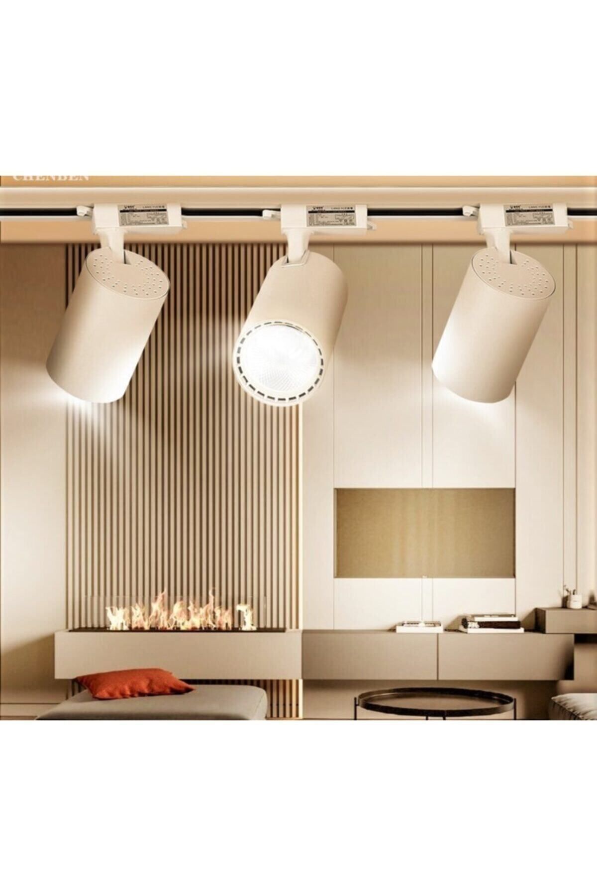 Led Pasajı-White Case And Daylight 6 Pieces 360 Degree Rotating LED Rail Spot Lamp 2 Pieces 1 Meter Rail Luminaire 2
